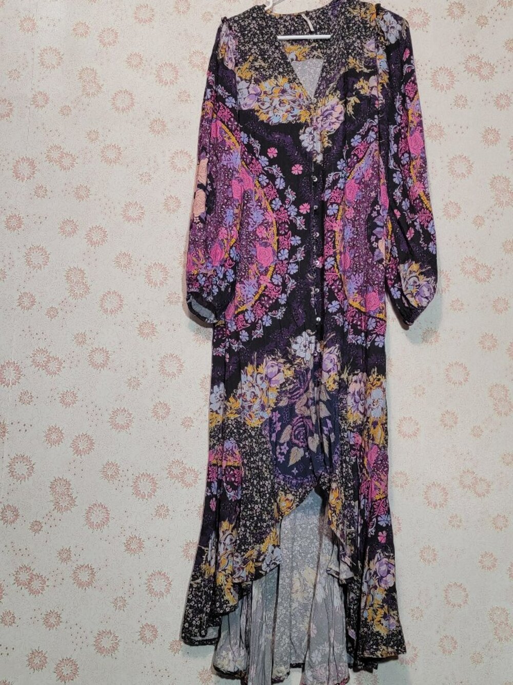 Free People Marais Dress – Black/Purple Multi - XS 🌸✨